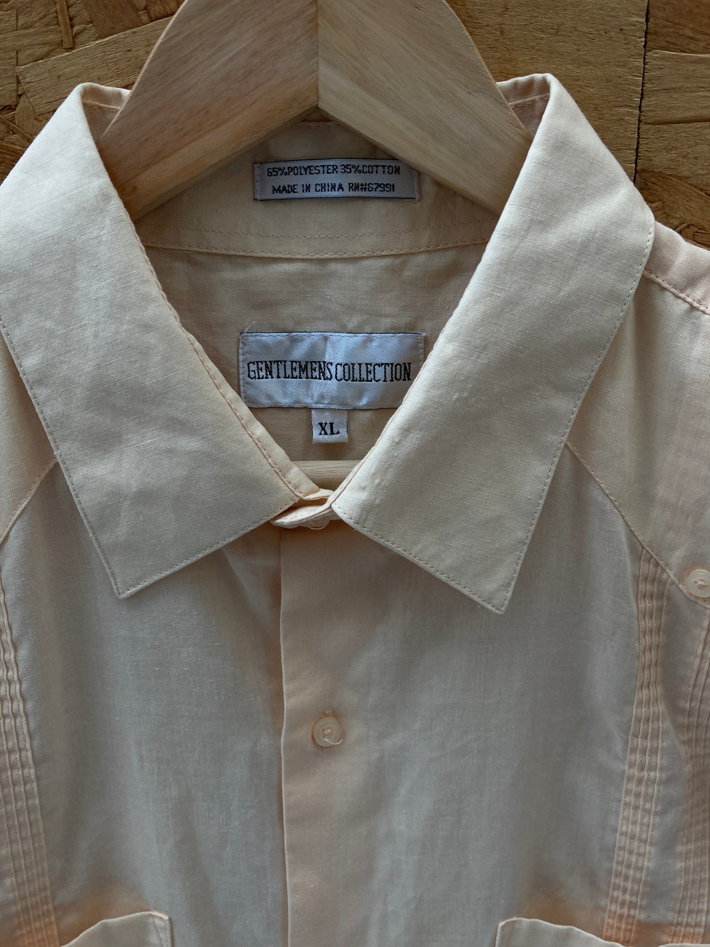 Vintage 90s magnolia light beige Guayabera mexican style shirt size XL