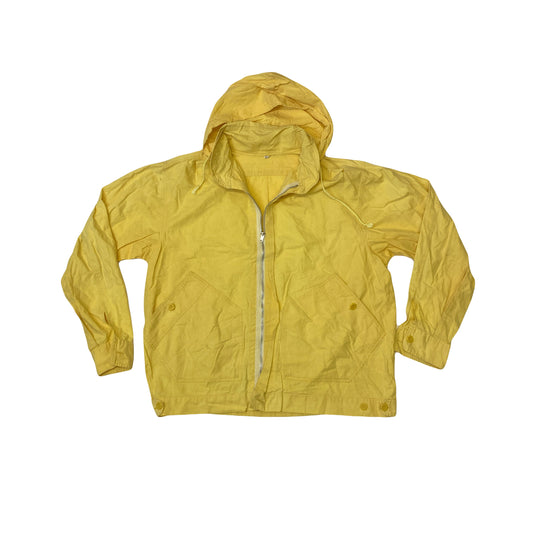 Vintage 80s bright yellow nautical style linen cotton canvas light summer day jacket size medium