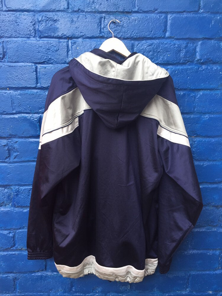 Vintage 90s Champion navy blue silver white hooded fullzip track top size XXL