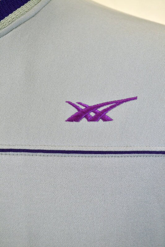 Vintage Y2K grey purple Asics tracksuit training zip track top size small