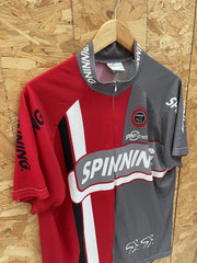 Vintage Spinning Fitness Cycling Jersey Men's XL Red Grey Short Sleeve
