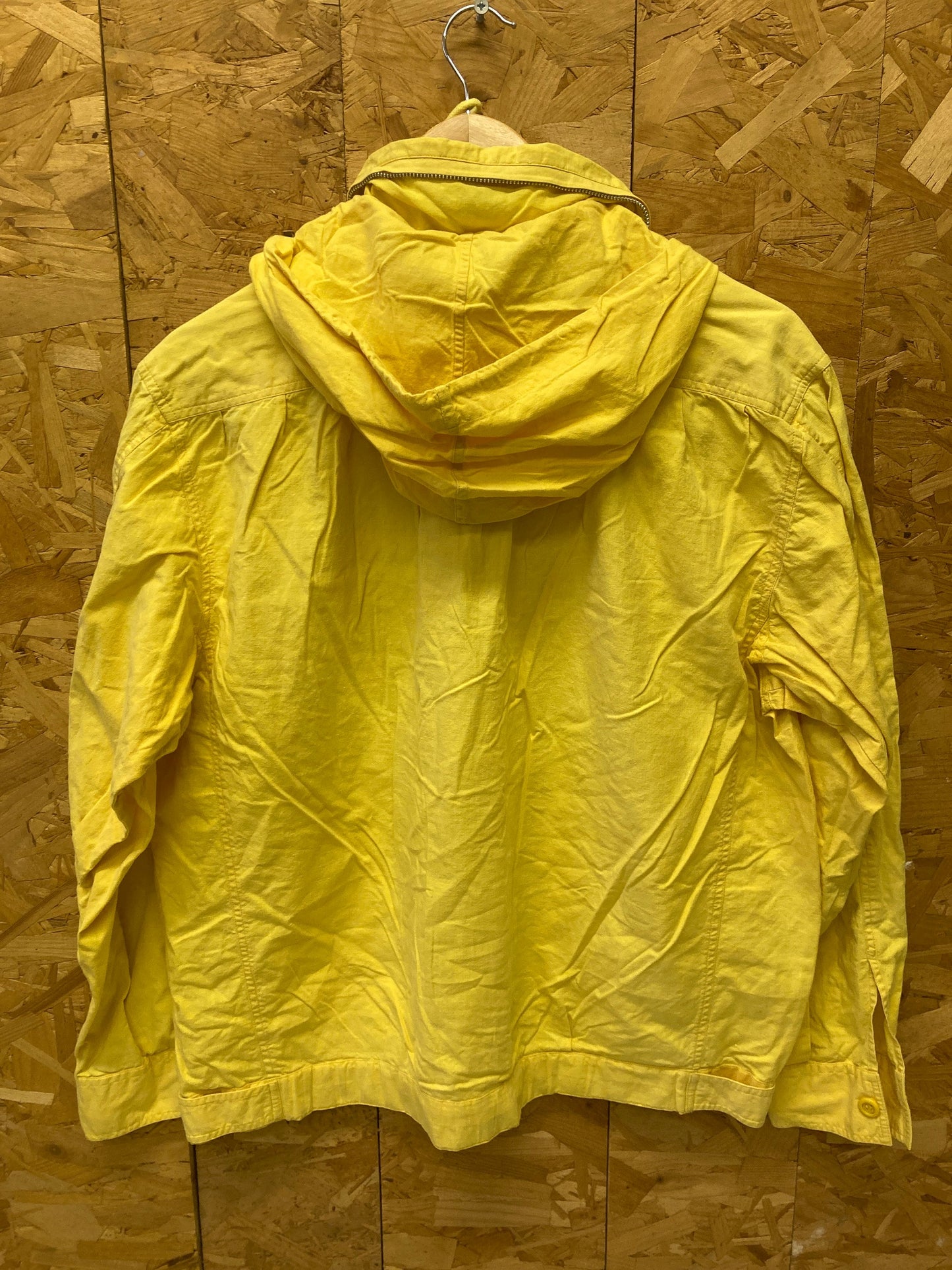 Vintage 80s bright yellow nautical style linen cotton canvas light summer day jacket size medium