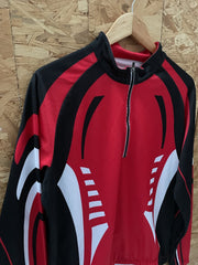 Crane Cycling Jersey Men's XL Red Black White 1/4 Zip Long Sleeve Athletic