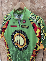 Vintage Cannondale Galyan's Cycling Jersey Green Yellow Red Short Sleeve Men's L