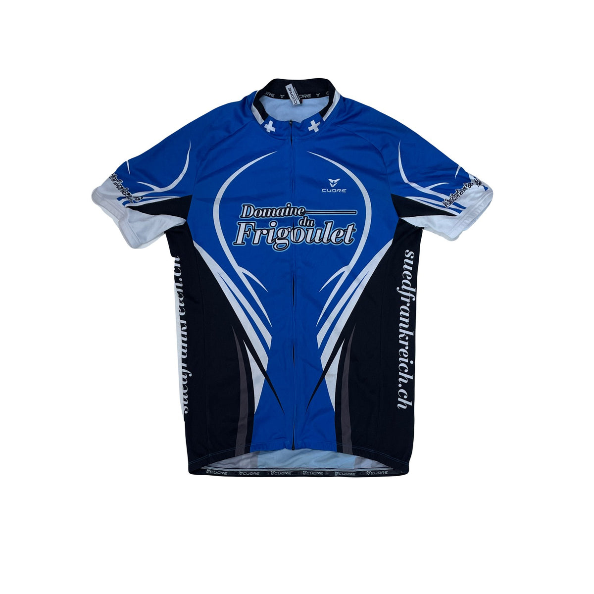 Vintage Cuore "Domaine du Frigolet" Cycling Jersey XL Blue Short Sleeve