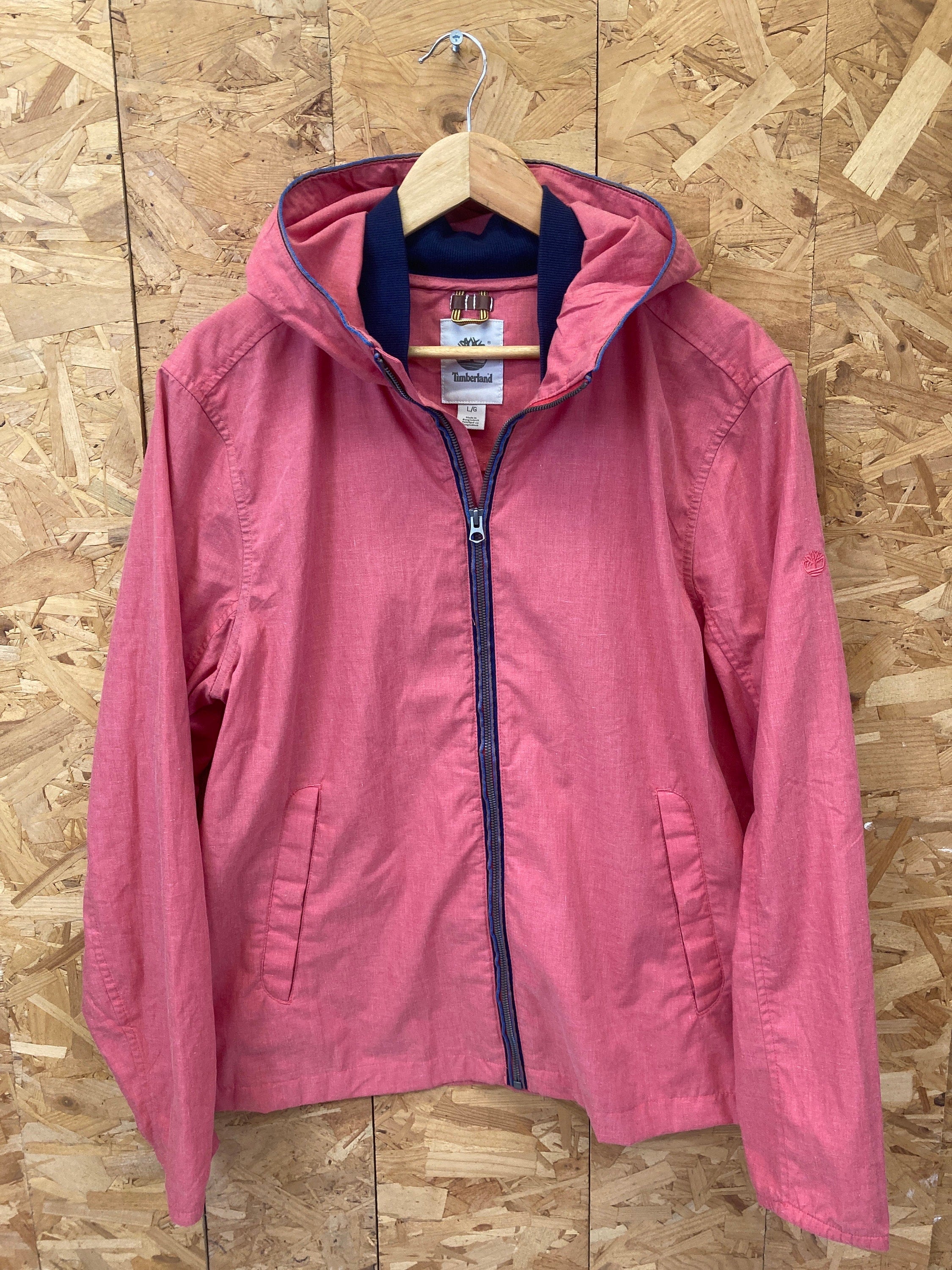 Vintage Y2K Timberland salmon coral light red cotton linen summer jacket size large