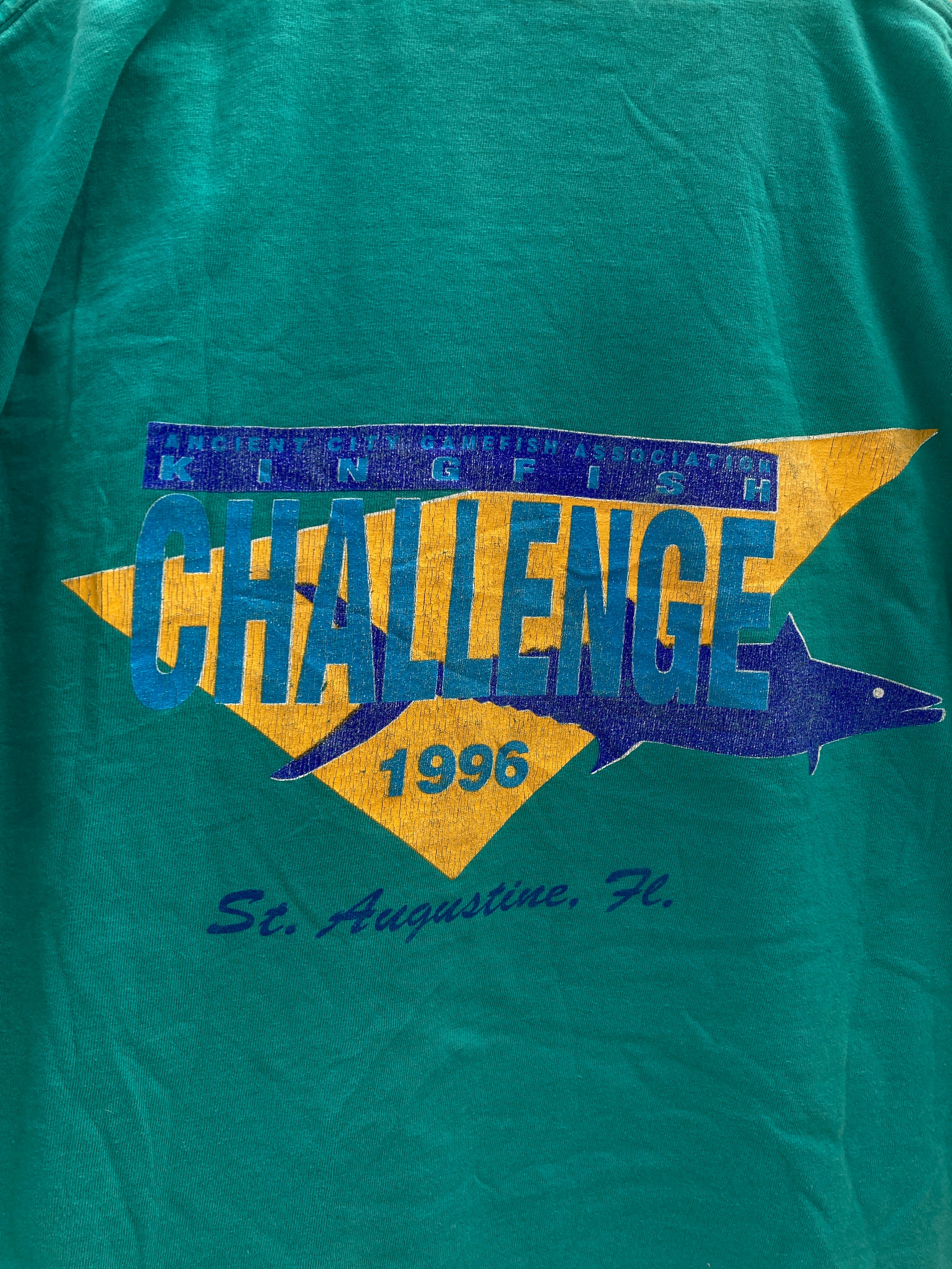 Vintage 96 Kingfish Challenge thrashed fishing single stitch t-shirt size large