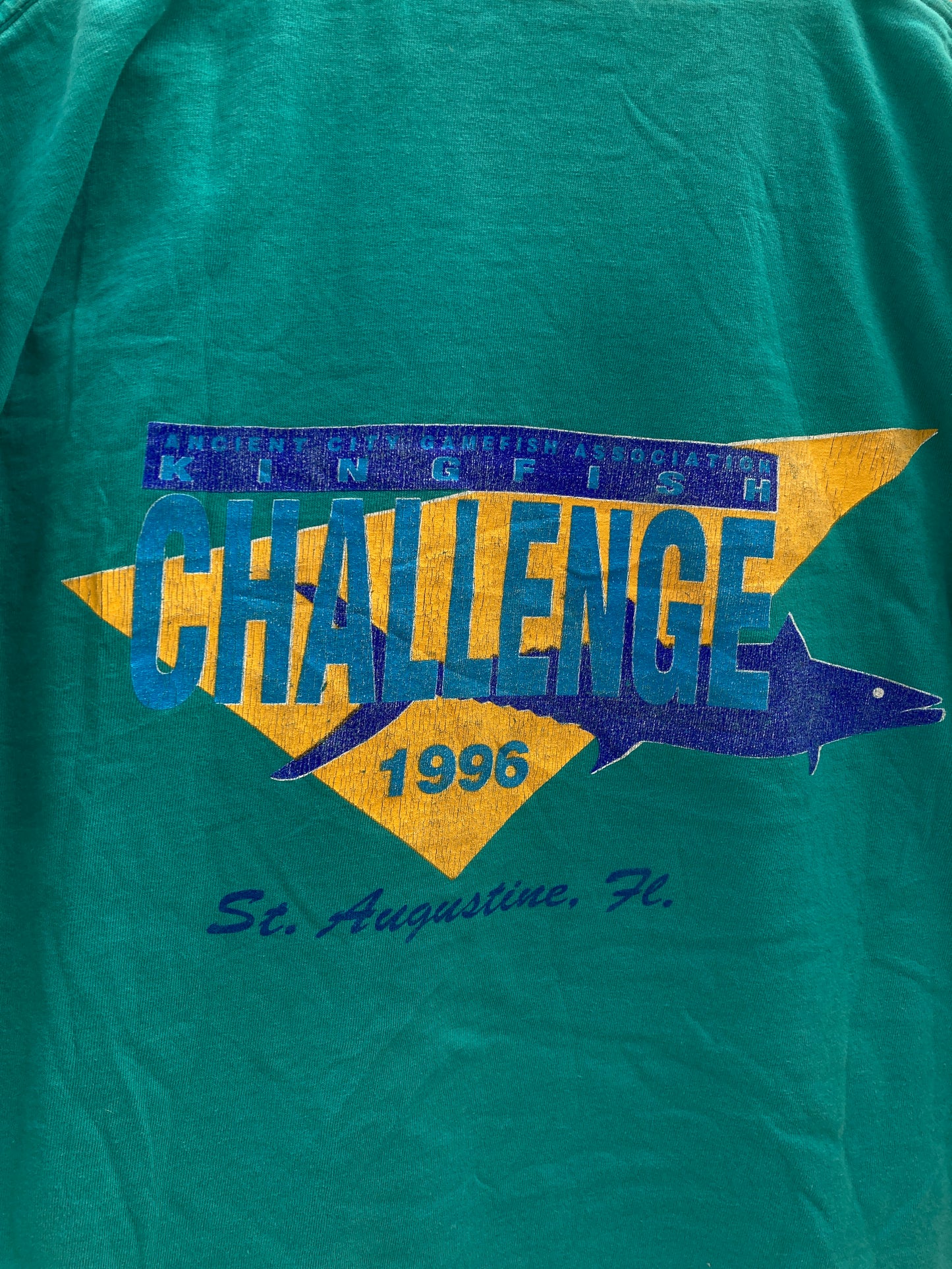 Vintage 96 Kingfish Challenge thrashed fishing single stitch t-shirt size large