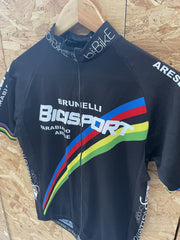 Brunelli Bicisport Cycling Jersey L Black Short Sleeve Full Zip Bicycle Race