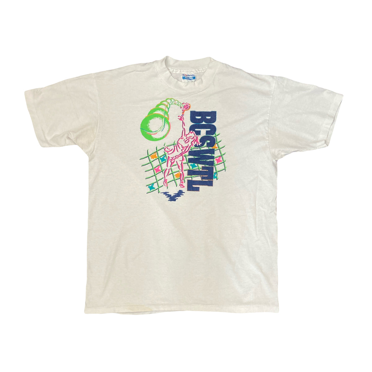 Vintage 90s beach volleyball white single stitch t-shirt size large by Hanes