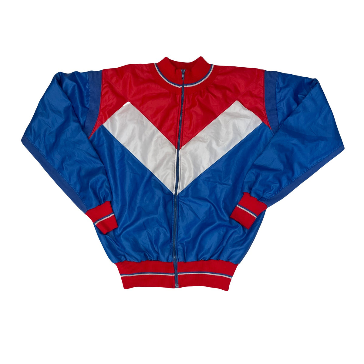 Vintage Red Blue White Cycle Jacket Athletic Bomber Retro L