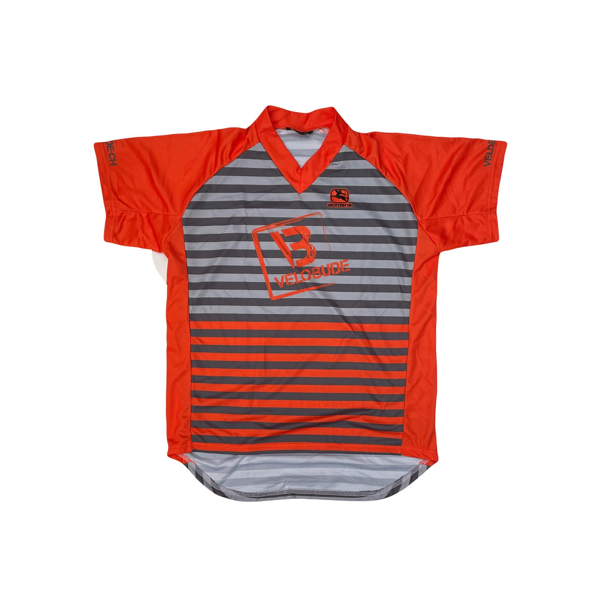Giordana Cycling Jersey Men's S Orange Grey Striped Short Sleeve "VELOBUDE"
