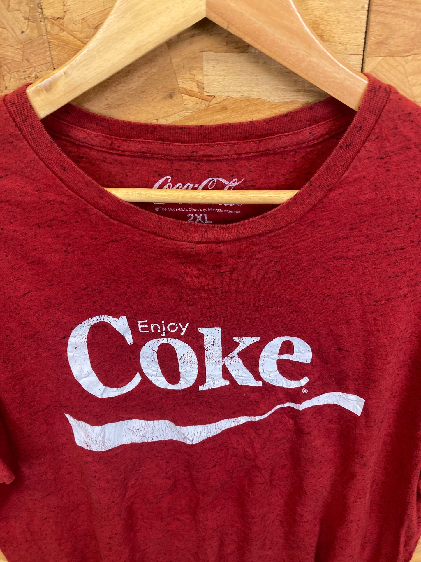 Vintage Y2K Coca-Cola Enjoy Coke USA red grained t shirt size XXL oversized