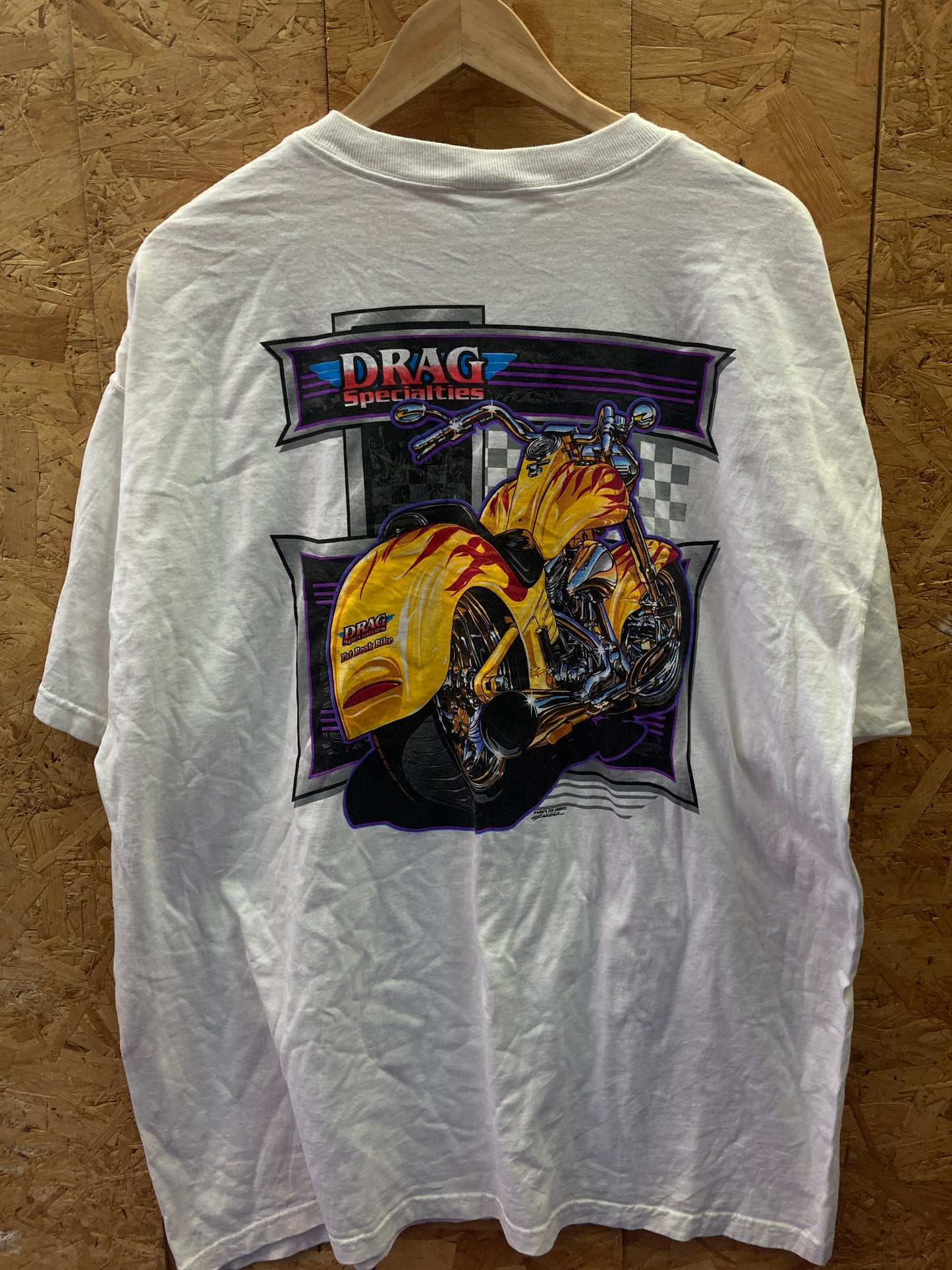 Vintage 90s street bike drag biker white t-shirt size XXL by Fruit of the Loom