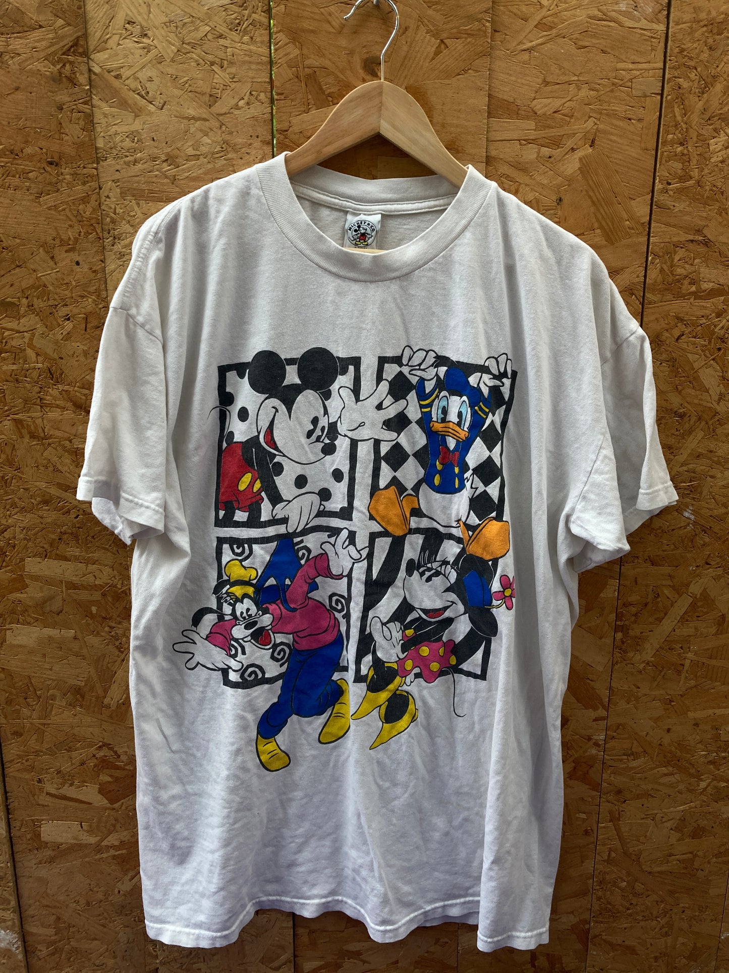 Vintage 90s Mickey Goofy pop art Disney single stitch white t-shirt size XXL