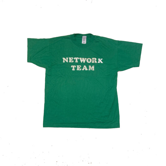 Vintage 90s John name badge Network Team souvenir USA single stitch t-shirt size XL