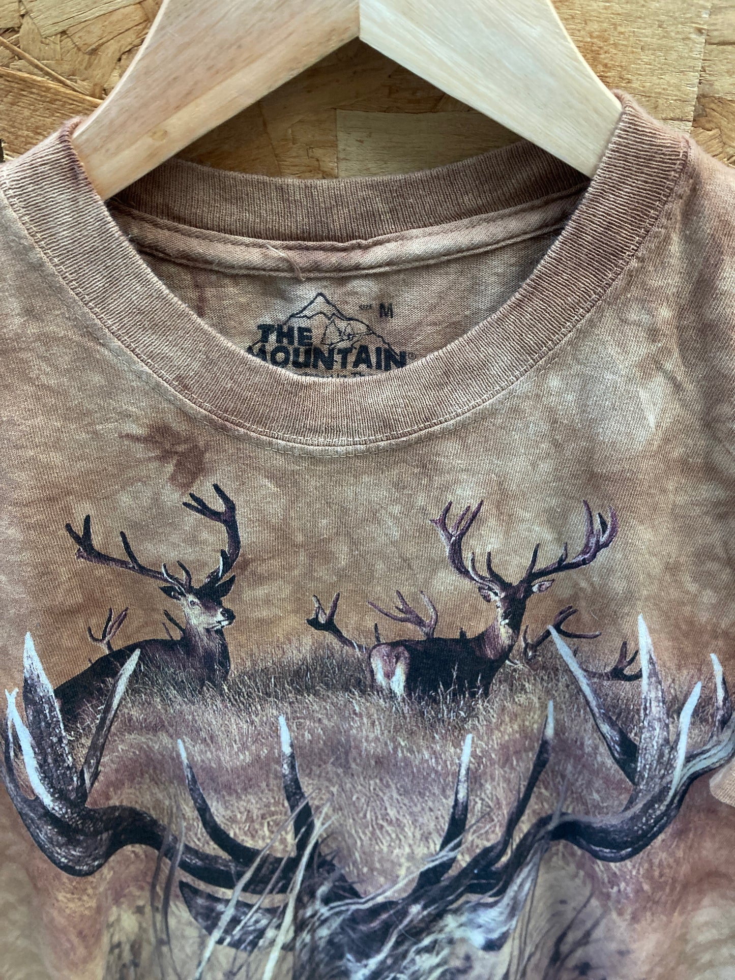 Vintage 90s The Mountain brown grungy tie dye stag souvenir t-shirt size medium