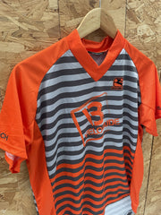 Giordana Cycling Jersey Men's S Orange Grey Striped Short Sleeve "VELOBUDE"