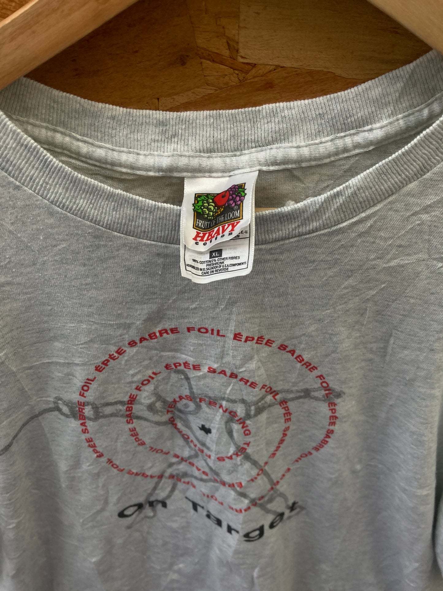 Vintage 90s Texas Fencing On Target souvenir grey single stitch t-shirt size XL