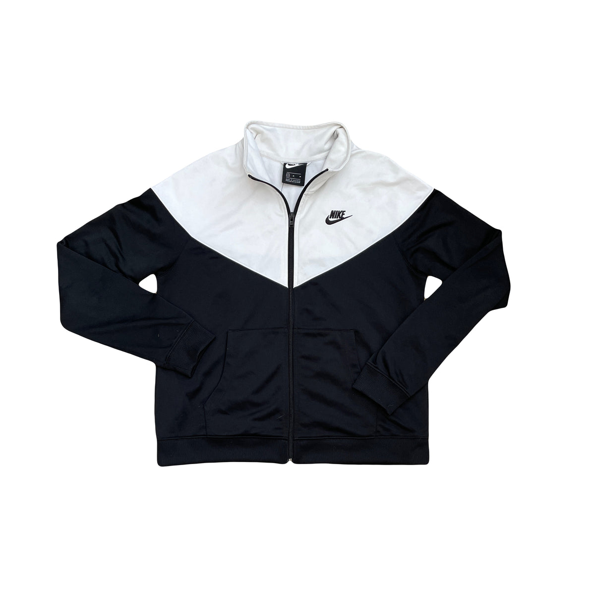 Nike Color Block Track Jacket Full Zip White Black Men's Size M