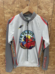 Ellegi Cycling Jersey Men's M Gray Red Long Sleeve La Playa Solarium Bike Shirt