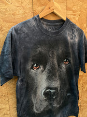 Vintage 90s grungy charcoal tie-dye Labrador dog souvenir t-shirt size small