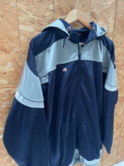 Champion Men's XXL Navy Blue Track Jacket Hooded Zip Up "Since 1919"