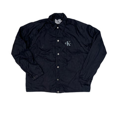 Calvin Klein Jeans Black Nylon Coach Jacket Size S Vintage Y2K Retro Logo