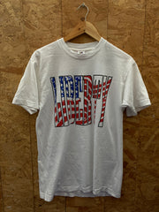 Vintage 90s USA flag liberty single stitch white souvenir t-shirt size large