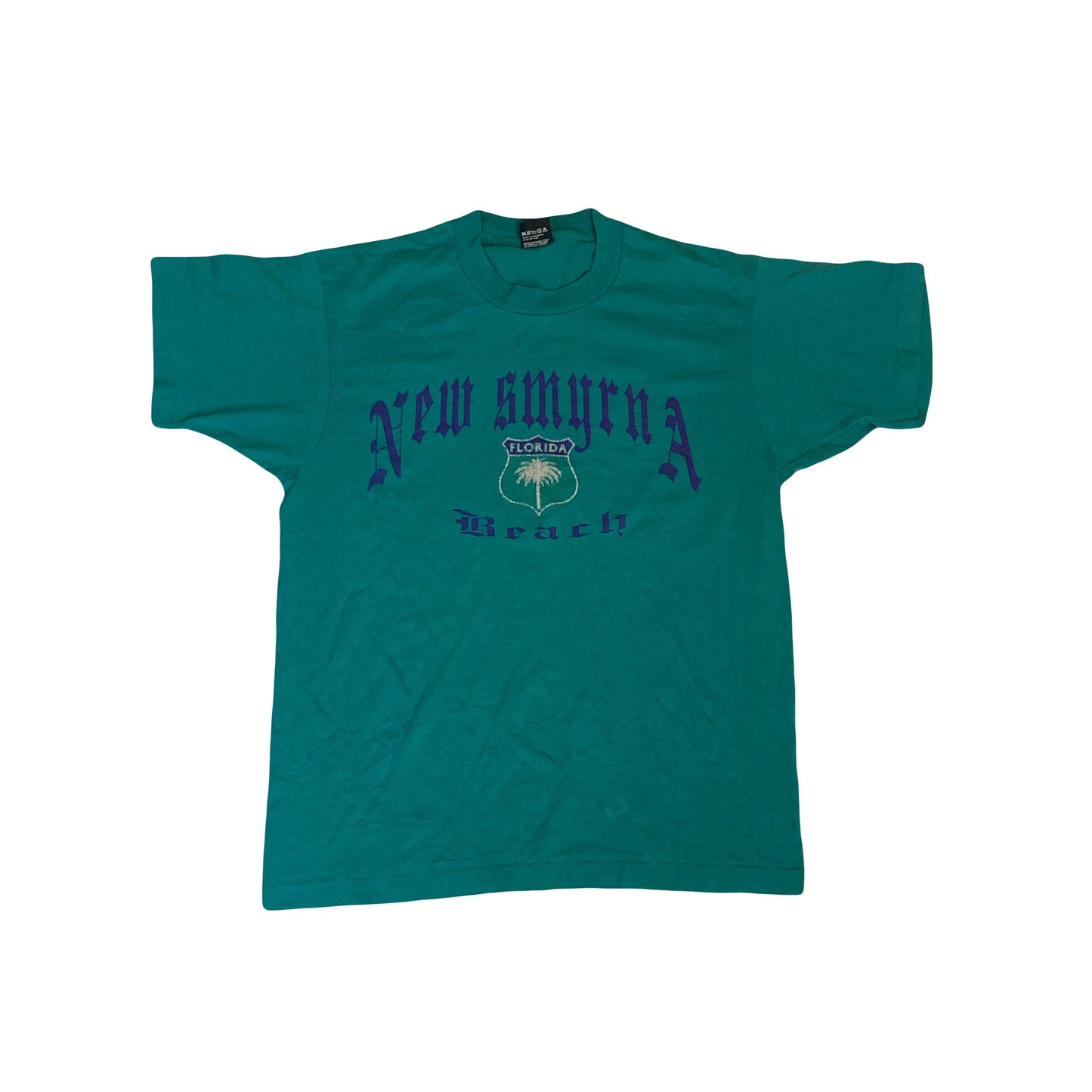 Vintage 80s turquoise green New Smyrna Beach USA souvenir single stitch t-shirt size large