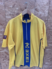 Vintage Exes Yellow Blue Short Sleeve Cycling MTB Jersey Top XL