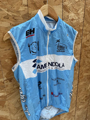 Custom Cycling Vest Blue White Amendola Italia Mens Size M Lightweight