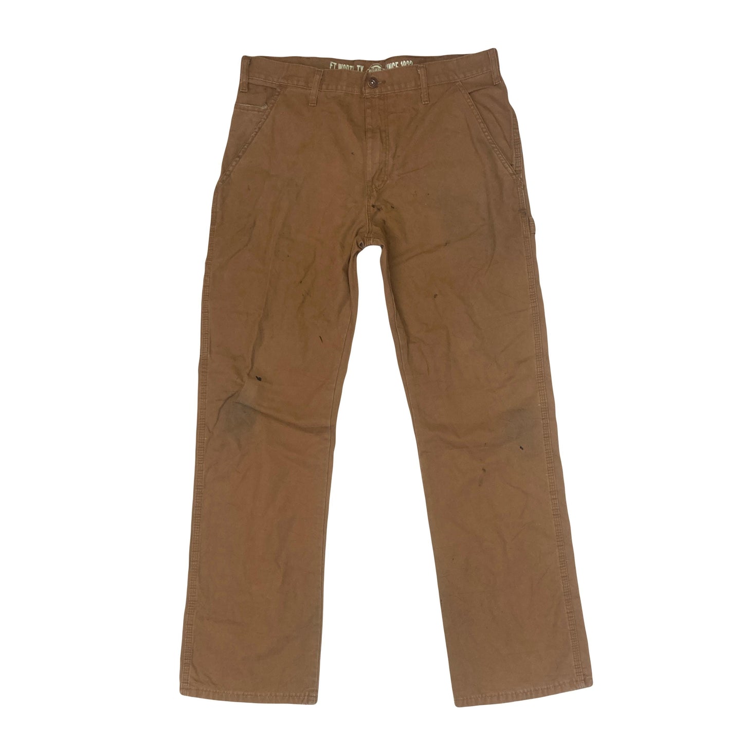 Dickies Vintage 90s W36 L32 distressed worn tan beige cotton canvas duck weave workwear carpenter pa
