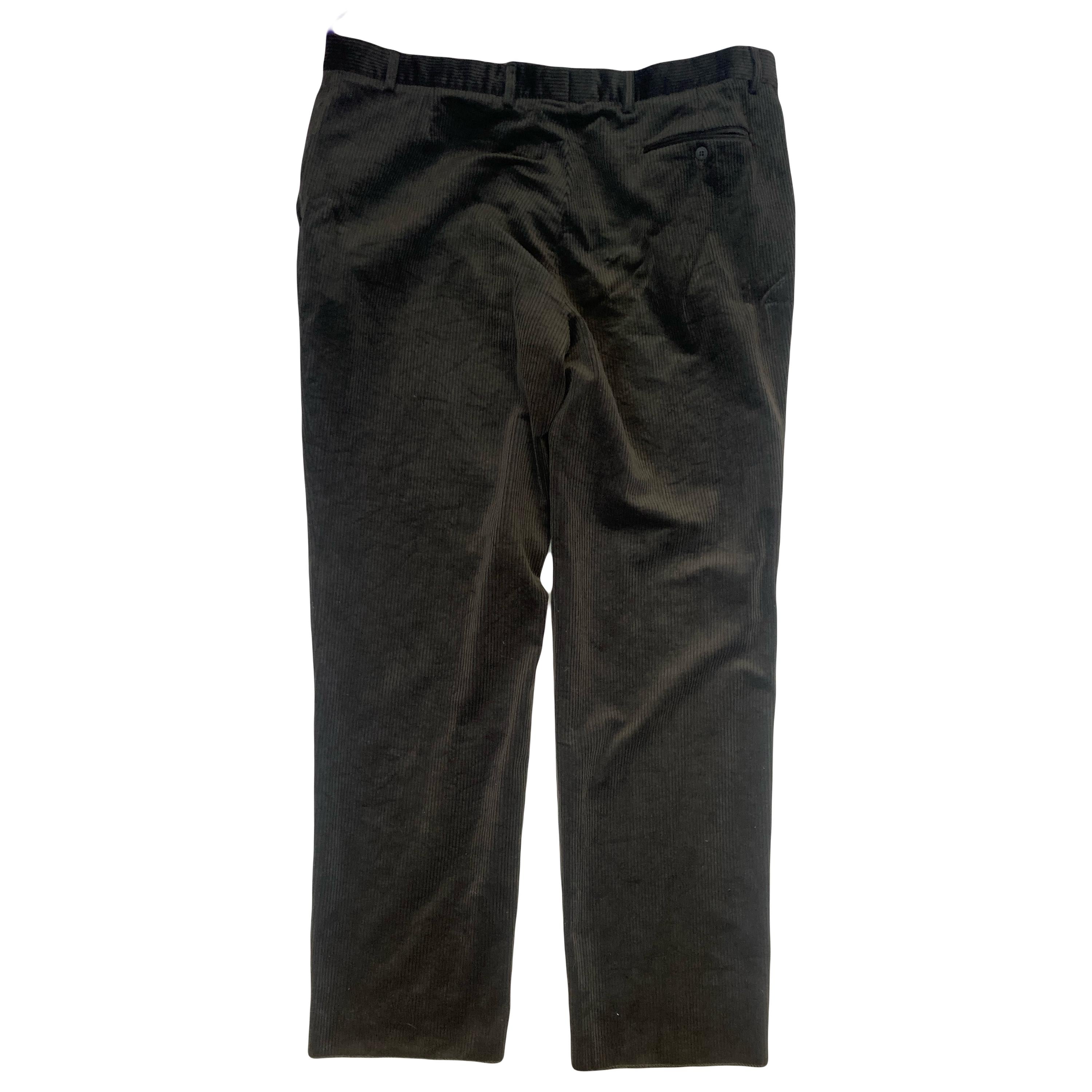 Vintage dark muted green jumbo relaxed oversized corduroy trousers W42 L35 by LMA