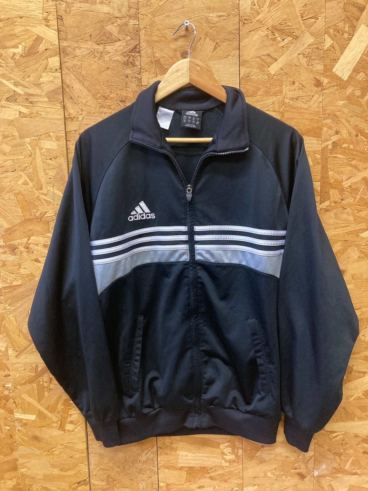 Vintage Y2K Adidas zip track top black white stripes size 40/42 medium