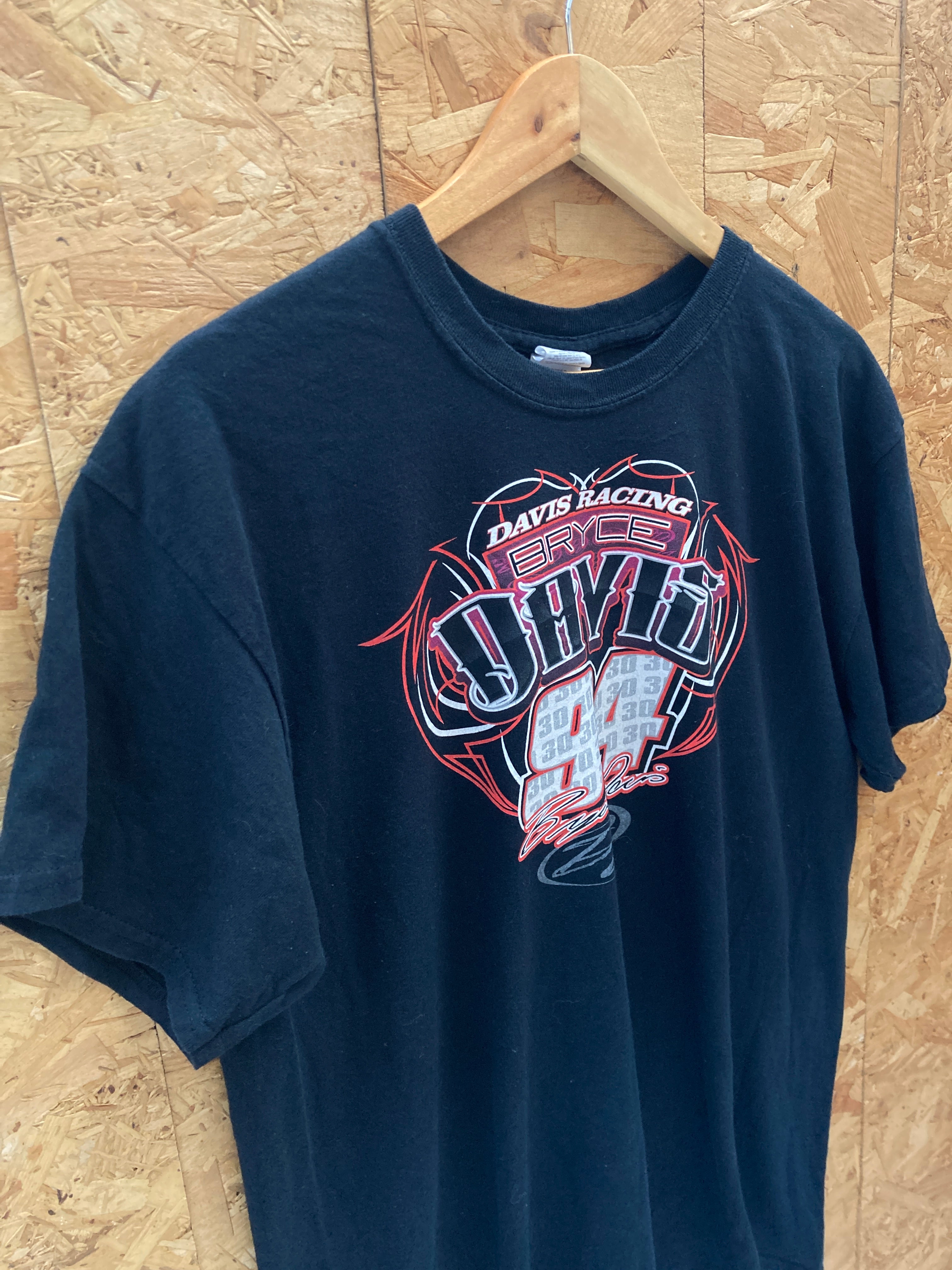 Vintage Y2K Bryce Davis USA Nascar stock car racing black t-shirt size large