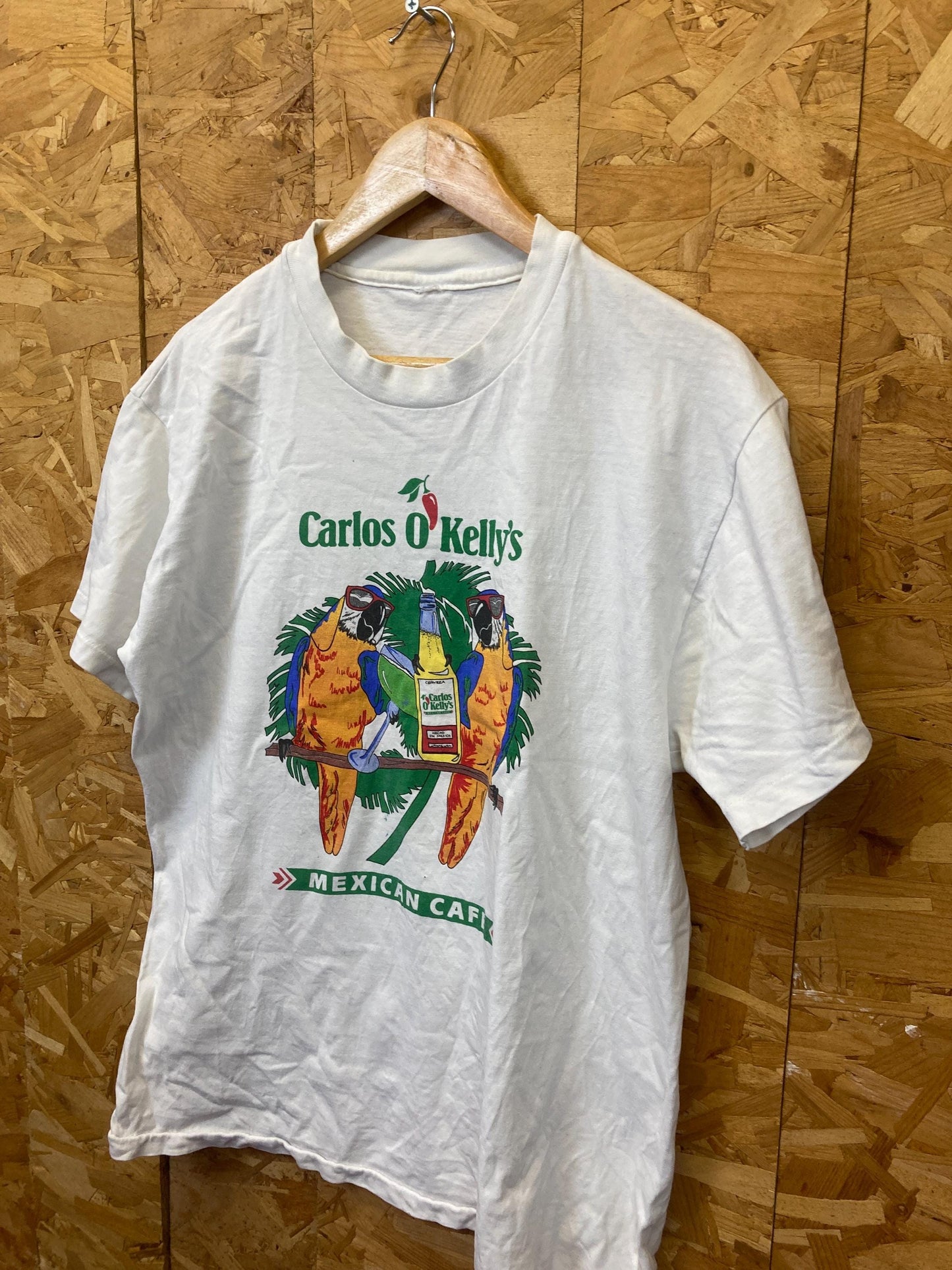 Vintage 80s Carlos O’Kellys Irish bar Mexico diner souvenir white single stitch t shirt size medium