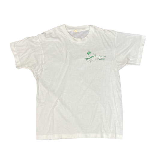 Vintage 90s Flanagans Lawn Care souvenir single stitch white t-shirt size small