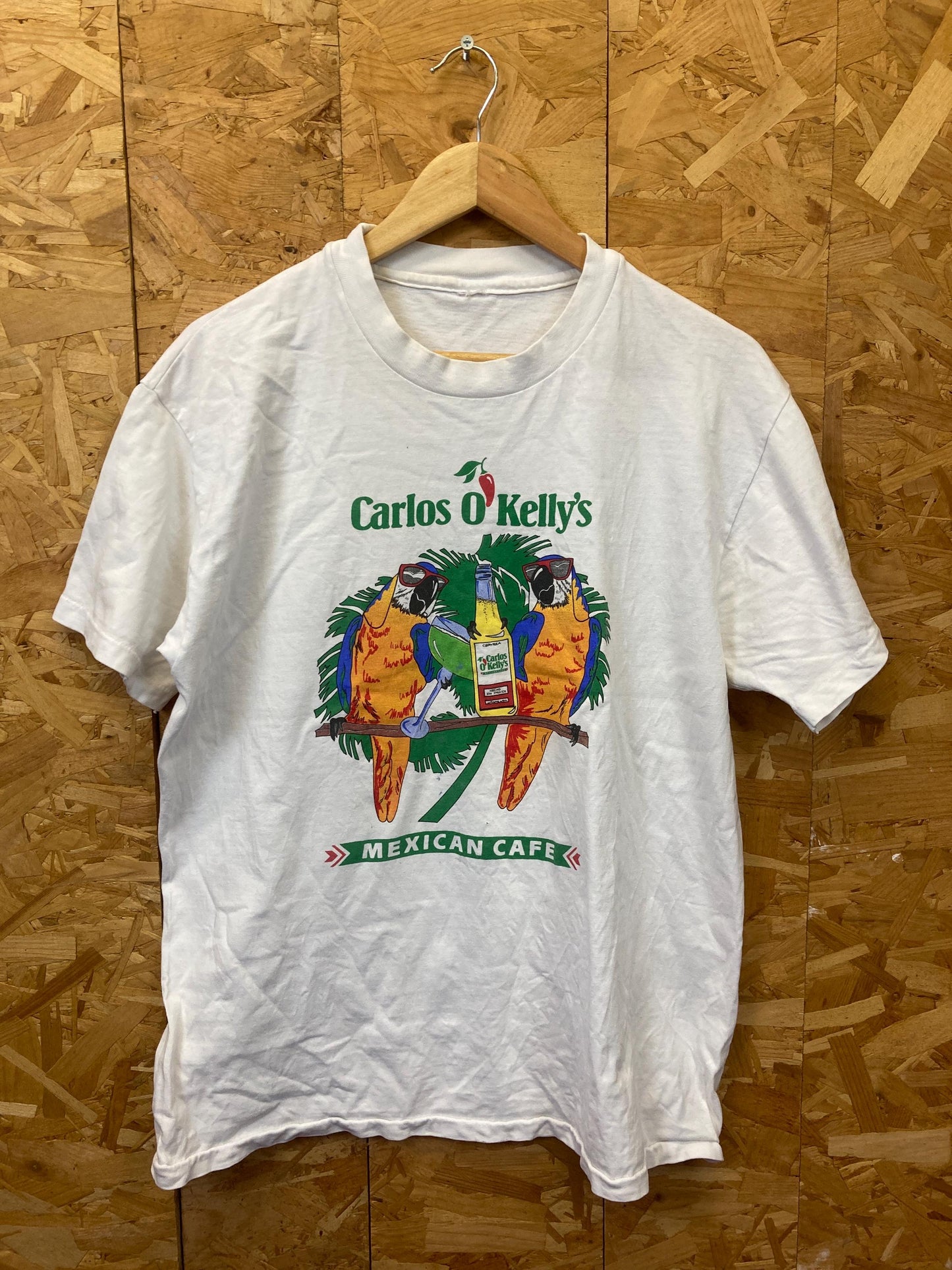 Vintage 80s Carlos O’Kellys Irish bar Mexico diner souvenir white single stitch t shirt size medium