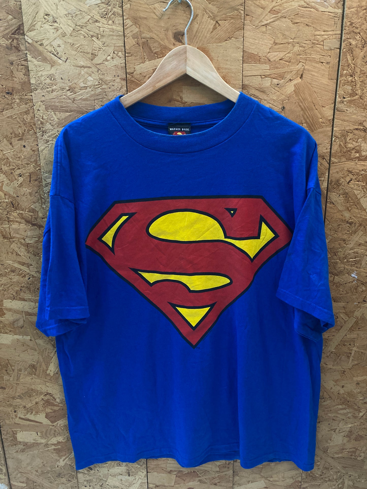 Vintage Y2K blue Superman S logo t-shirt size XL by DC Comics