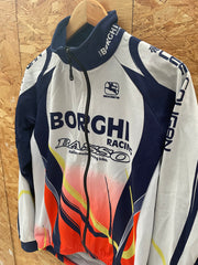 Vintage Giordana Borchi Racing Cycling Jersey L Blue White Red Long Sleeve