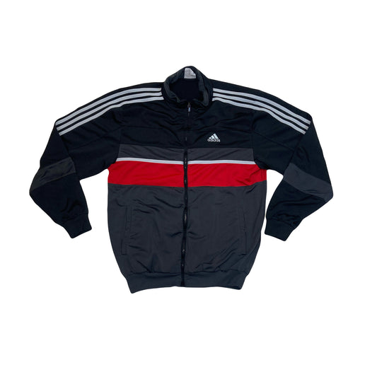 Vintage 90s Adidas zip track top black red grey white size 42 med/large