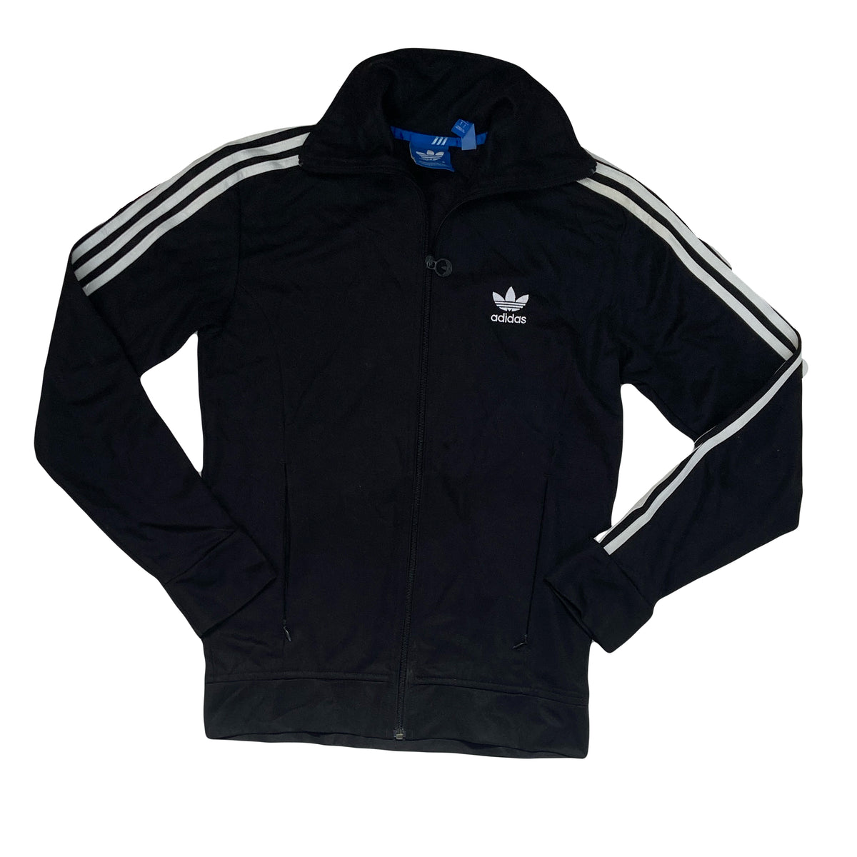 Vintage Adidas black 3 stripes zip top track jacket size small