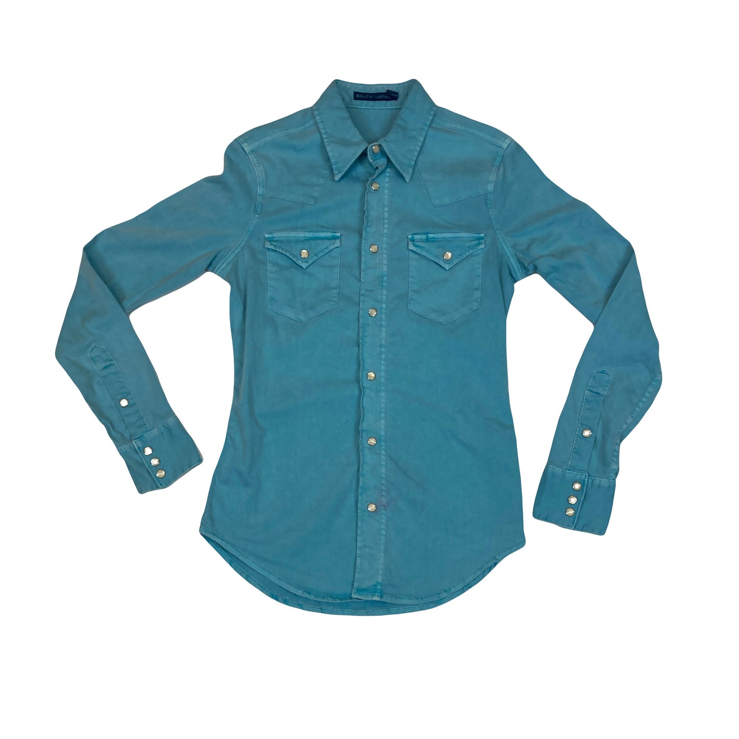 Vintage 90s ladies turquoise denim cowgirl rodeo cowboy western shirt by Ralph Lauren size small