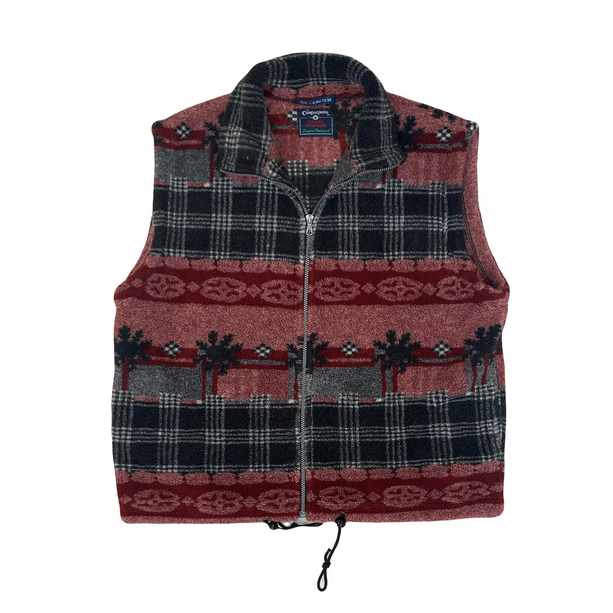 Vintage 90s Campagnolo chunky grey red winter pattern fleece vest gilet large