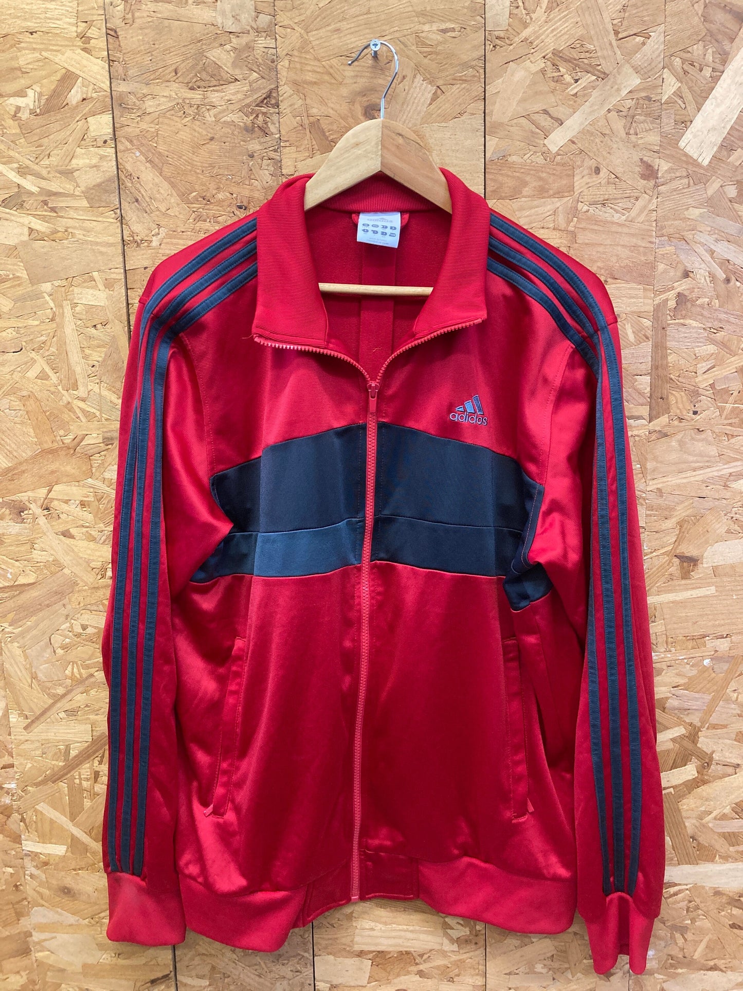 Vintage 90s Adidas red and grey panels stripes zip track top size 42/44 large