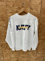 Vintage 90s Annapolis Navy Sweatshirt S White Raglan Crewneck USA Made
