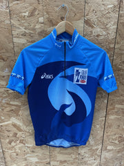 Vintage Asics 2002 Gran Fondo Cycling Jersey Blue Men's M Short Sleeve