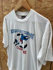 Vintage 90s Single Stitch Soccer Champions T-Shirt White Size XL Graphic Tee