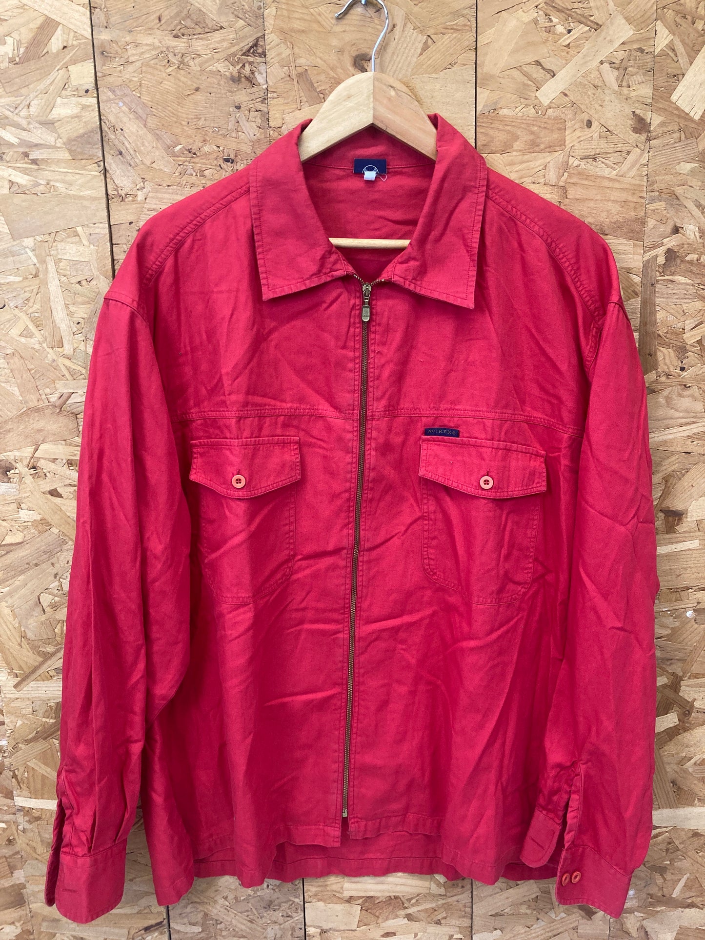 Vintage Y2K Avirex red linen cotton canvas light summer shirt jacket size large